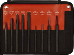Mayhew - 9 Piece, 9/32 to 5/32", Pin Punch Set - Hex Shank, Steel, Comes in Kit Bag - Industrial Tool & Supply