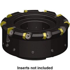 Kennametal - 8 Inserts, 100mm Cutter Diam, 1.09mm Max Depth of Cut, Indexable High-Feed Face Mill - 32mm Arbor Hole Diam, 49.97mm High, KCFM Toolholder, HDHN07008SR, SDHN1204ZZSN4W Inserts, Series KCFM - Industrial Tool & Supply
