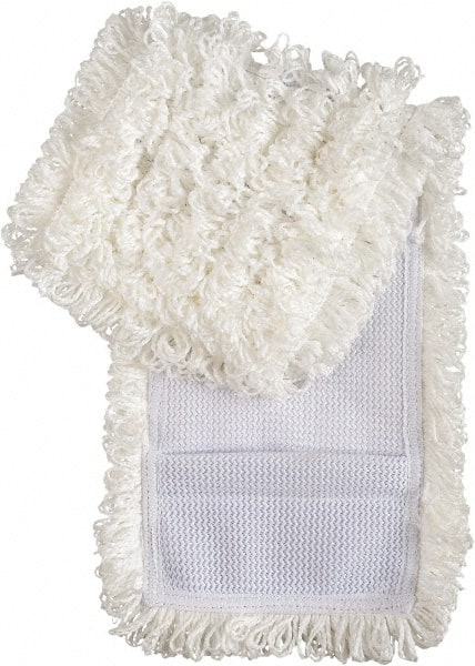 Fas-trak - 1-1/4" White Head Band, Large Microfiber Loop End Mop Head - Industrial Tool & Supply