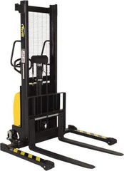Vestil - 2,000 Lb Capacity, 63" Lift Height, Battery Powered Stacker - 2-1/8" Lowered Height, 42" Fork Length, 26-3/4" Overall Width - Industrial Tool & Supply