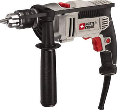 Porter-Cable - 120 Volt 1/2" Keyed Chuck Electric Hammer Drill - 0 to 57,000 BPM, 0 to 3,100 RPM, Reversible - Industrial Tool & Supply