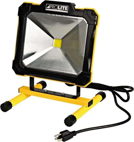 Value Collection - 120 Volt, 50 Watt, Electric, LED Portable Floor Work Light - 6' Cord, 1 Head, 5,000 Lumens, Aluminum - Industrial Tool & Supply
