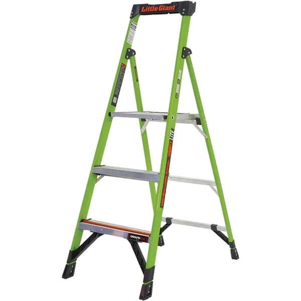 Little Giant Ladder - 3 Steps, 5' High, Type IAA Rating, Fiberglass Step Ladder - 375 Lb Capacity, 20-1/2" Base Width - Industrial Tool & Supply