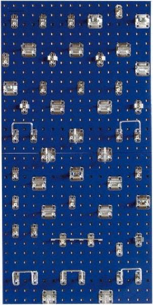 Triton - 24" Wide x 24" High Peg Board Kit - 2 Panels, 46 Hooks, Steel with Epoxy Coating, Blue - Industrial Tool & Supply
