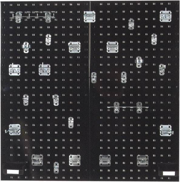Triton - 18" Wide x 36" High Peg Board Kit - 2 Panels, 28 Hooks, Steel with Epoxy Coating, Black - Industrial Tool & Supply