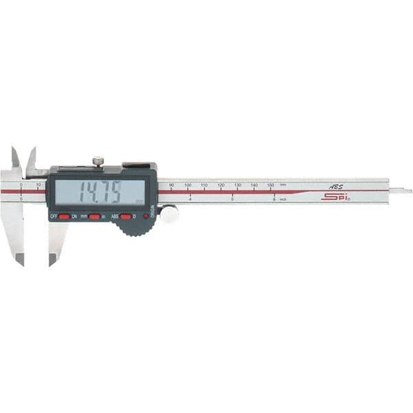 SPI - 0 to 150mm Range, 0.01mm Resolution, Electronic Caliper - Stainless Steel with 40mm Stainless Steel Jaws, 0.02mm Accuracy, Micro USB Output - Industrial Tool & Supply