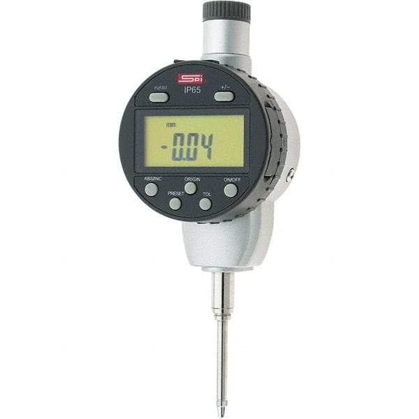 SPI - 0 to 1" Range, 0.0005" Graduation, Electronic Drop Inidicator - Flat & Lug Back, 0.0012" Accuracy, Digital Display, Inch & Metric - Industrial Tool & Supply