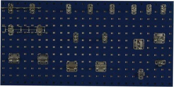 Triton - 18" Wide x 36" High Peg Board Kit - 1 Panel, 18 Hooks, Steel with Epoxy Coating, Blue - Industrial Tool & Supply