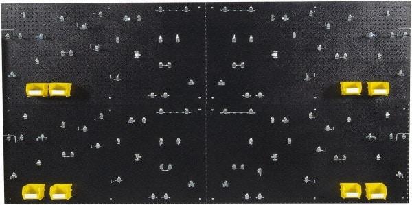 Triton - 24" Wide x 48" High Peg Board Kit - 4 Panels, 96 Hooks, Polyethylene, Black - Industrial Tool & Supply