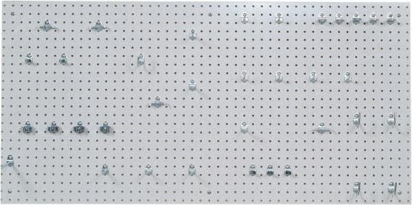 Triton - 24" Wide x 48" High Peg Board Kit - 1 Panel, 36 Hooks, Polypropylene, White - Industrial Tool & Supply