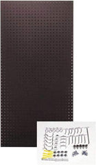 Triton - 24" Wide x 48" High Peg Board Kit - 1 Panel, 36 Hooks, Tempered Hardboard, Black - Industrial Tool & Supply