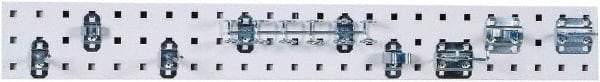 Triton - 4-1/2" Wide x 36" High Peg Board Strip - 1 Panel, 8 Hooks, Steel with Epoxy Coating, White - Industrial Tool & Supply