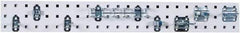 Triton - 4-1/2" Wide x 36" High Peg Board Strip - 1 Panel, 8 Hooks, Steel with Epoxy Coating, White - Industrial Tool & Supply