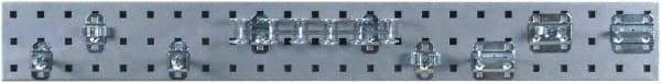 Triton - 4-1/2" Wide x 36" High Peg Board Strip - 1 Panel, 8 Hooks, Steel with Epoxy Coating, Silver - Industrial Tool & Supply