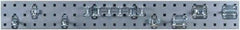 Triton - 4-1/2" Wide x 36" High Peg Board Strip - 1 Panel, 8 Hooks, Steel with Epoxy Coating, Silver - Industrial Tool & Supply