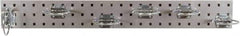 Triton - 4-1/2" Wide x 36" High Peg Board Strip - 1 Panel, 6 Hooks, Steel with Epoxy Coating, Silver - Industrial Tool & Supply
