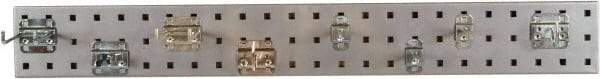 Triton - 4-1/2" Wide x 36" High Peg Board Strip - 1 Panel, 8 Hooks, Steel with Epoxy Coating, Silver - Industrial Tool & Supply