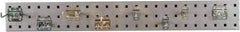 Triton - 4-1/2" Wide x 36" High Peg Board Strip - 1 Panel, 8 Hooks, Steel with Epoxy Coating, Silver - Industrial Tool & Supply