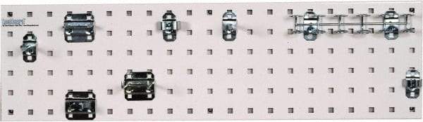 Triton - 9" Wide x 31-1/2" High Peg Board Strip - 1 Panel, 8 Hooks, Steel with Epoxy Coating, White - Industrial Tool & Supply