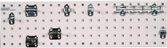 Triton - 9" Wide x 31-1/2" High Peg Board Strip - 1 Panel, 8 Hooks, Steel with Epoxy Coating, White - Industrial Tool & Supply