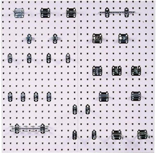 Triton - 18" Wide x 36" High Peg Board Kit - 2 Panels, 28 Hooks, Steel with Epoxy Coating, White - Industrial Tool & Supply