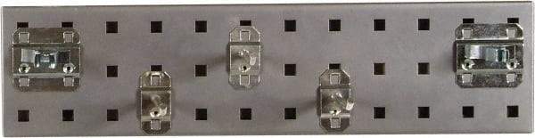 Triton - 4-1/2" Wide x 18" High Peg Board Strip - 1 Panel, 5 Hooks, Steel with Epoxy Coating, Silver - Industrial Tool & Supply