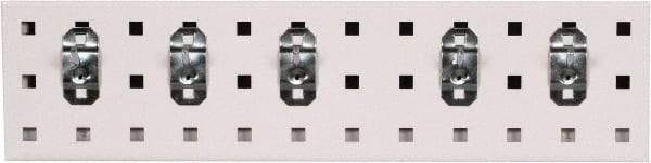 Triton - 4-1/2" Wide x 18" High Peg Board Strip - 1 Panel, 5 Hooks, Steel with Epoxy Coating, White - Industrial Tool & Supply