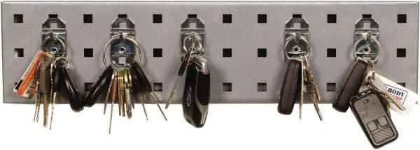 Triton - 4-1/2" Wide x 18" High Peg Board Strip - 1 Panel, 5 Hooks, Steel with Epoxy Coating, Silver - Industrial Tool & Supply