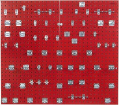 Triton - 24" Wide x 42-1/2" High Peg Board Kit - 2 Panels, 63 Hooks, Steel with Epoxy Coating, Red - Industrial Tool & Supply