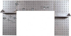 Triton - 30" Wide x 55" High Peg Board Strip - 3 Panels, 9 Hooks, Steel with Epoxy Coating, Silver - Industrial Tool & Supply