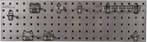 Triton - 9" Wide x 21-1/2" High Peg Board Strip - 1 Panel, 8 Hooks, Steel with Epoxy Coating, Silver - Industrial Tool & Supply