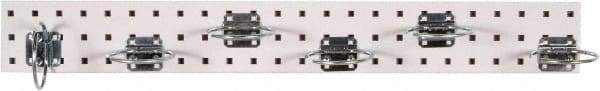 Triton - 4-1/2" Wide x 36" High Peg Board Strip - 1 Panel, 6 Hooks, Steel with Epoxy Coating, White - Industrial Tool & Supply