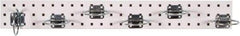 Triton - 4-1/2" Wide x 36" High Peg Board Strip - 1 Panel, 6 Hooks, Steel with Epoxy Coating, White - Industrial Tool & Supply