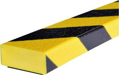 PRO-SAFE - 39" Long, Polyurethane Foam Type D Surface Guard - Black/Yellow, 1" High x 2" Wide Side - Industrial Tool & Supply