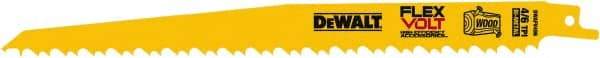 DeWALT - 9" Long x 1" Thick, Bi-Metal Reciprocating Saw Blade - Tapered Profile, 6 TPI, Toothed Edge, Tang Shank - Industrial Tool & Supply