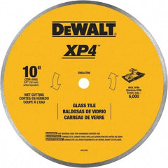 DeWALT - 10" Diam, 15.88mm Arbor Hole Diam, Continuous Edge Tooth Wet & Dry Cut Saw Blade - Steel, Smooth Action, Standard Round Arbor - Industrial Tool & Supply