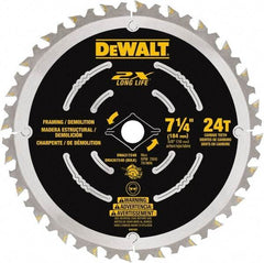 DeWALT - 7-1/4" Diam, 15.88mm Arbor Hole Diam, 48 Tooth Wet & Dry Cut Saw Blade - Steel, Framing Action, Standard Round Arbor - Industrial Tool & Supply