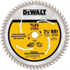 DeWALT - 7-1/4" Diam, 15.88mm Arbor Hole Diam, 60 Tooth Wet & Dry Cut Saw Blade - Steel, Smooth Action, Standard Round Arbor - Industrial Tool & Supply