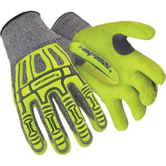 HexArmor - Size 3XL (12), ANSI Cut Lvl A4, Puncture Lvl 4, Abrasion Lvl 4, Nitrile Coated Cut Resistant Gloves - Palm & Fingers Coated, Knit Wrist, Yellow/Black, Paired - Industrial Tool & Supply
