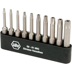Wiha - 10 Piece, 1/4" Drive Screwdriver Torx Insert Bit Set - Tamperproof 7 to 40 Torx - Industrial Tool & Supply