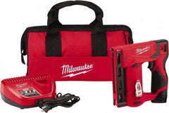 Milwaukee Tool - Battery Crown Stapler - 3/8" Staples, Red & Black - Industrial Tool & Supply