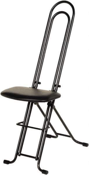 Vestil - 12-3/4" Wide x 19-3/8" Deep x 18-1/2" & 33" High, Steel Folding Chair with 1" Padded Seat - Black - Industrial Tool & Supply