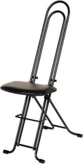 Vestil - 12-3/4" Wide x 19-3/8" Deep x 18-1/2" & 33" High, Steel Folding Chair with 1" Padded Seat - Black - Industrial Tool & Supply