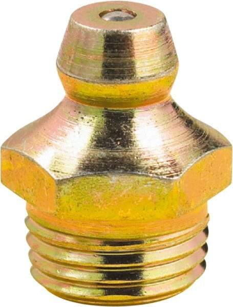 lumax - Straight Head Angle, M10x1 Metric Steel Grease Fitting Adapter - 11mm Hex, 0.63" Overall Height, 1/4" Shank Length - Industrial Tool & Supply