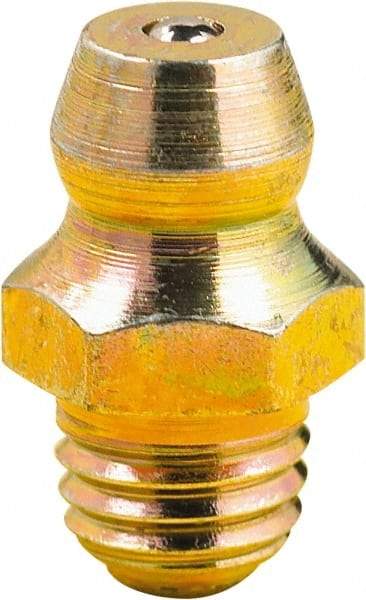 lumax - Straight Head Angle, M8x1 Metric Steel Grease Fitting Adapter - 9mm Hex, 0.63" Overall Height, 1/4" Shank Length - Industrial Tool & Supply