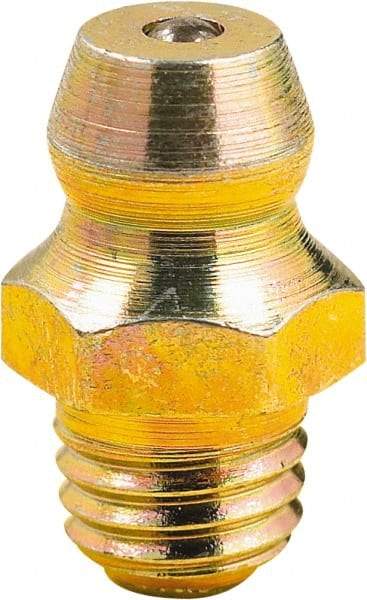lumax - Straight Head Angle, M6x1 Metric Steel Grease Fitting Adapter - 7mm Hex, 0.6" Overall Height, 1/4" Shank Length - Industrial Tool & Supply