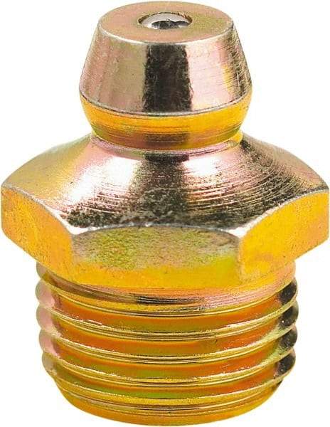lumax - Straight Head Angle, 1/8 PTF Steel Grease Fitting Adapter - 7/16" Hex, 0.63" Overall Height, 0.28" Shank Length - Industrial Tool & Supply