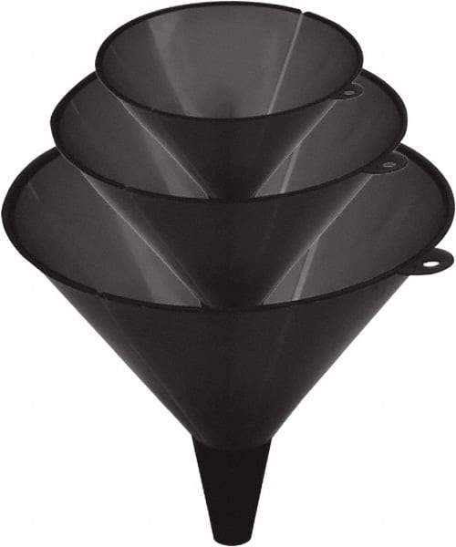 lumax - 48 oz Capacity Plastic Funnel Set - Straight Spout, Black - Industrial Tool & Supply