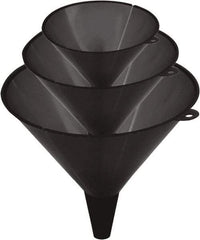 lumax - 48 oz Capacity Plastic Funnel Set - Straight Spout, Black - Industrial Tool & Supply