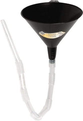 lumax - 16 oz Capacity Plastic Funnel - 5-1/2" Mouth OD, 5/8" Tip OD, 18" Flexible Spout, Black - Industrial Tool & Supply